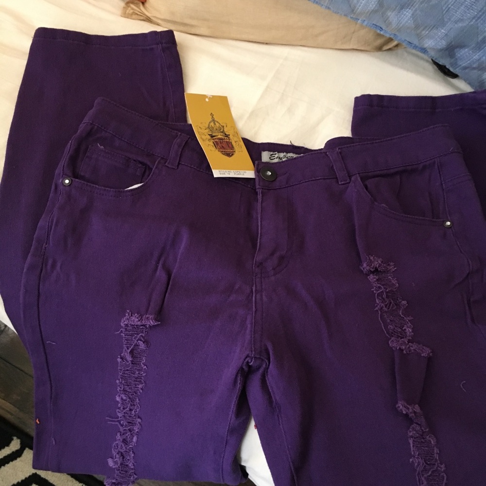 Distressed Purple Jeans